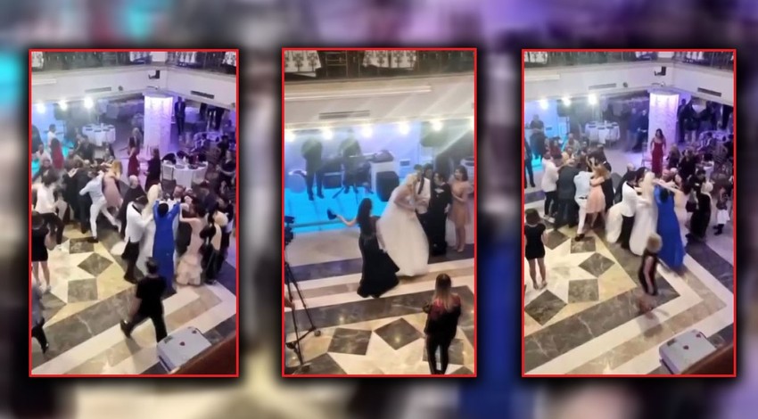 Düğünde istek parça kavgası! Kız ve erkek tarafı birbirine girdi! Kavga anı cep telefonu kameralarına yansıdı!