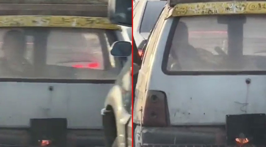 Arkasından gelen arabadakiler çekti! Trafikte daha önce görülmemiş bir şey oldu
