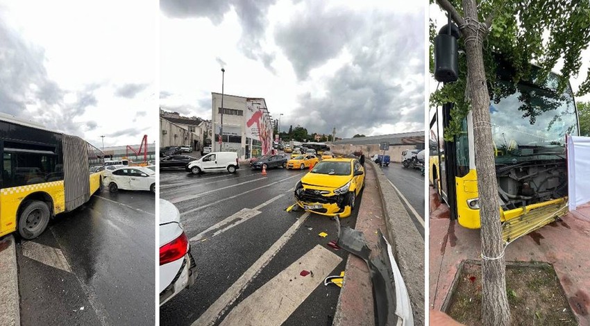 Beyoğlu'nda İETT otobüsü altı araca çarptı