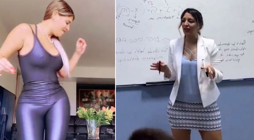 KPSS derslerine mini etek ve dekolte ile girip Türkiye'yi çalkalayan KPSS öğretmeninden sonra bu sefer de dünyayı çalkalayan kadın matematik öğretmeni