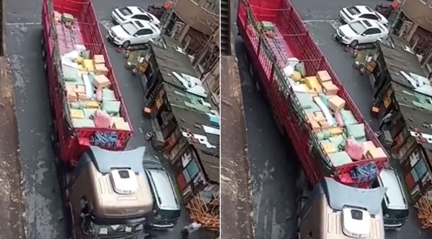 Dünya böyle bir şoför ne gördü ne de duydu... Tüm tebrikler senin için... Koskocaman tırı adeta iğne deliğinden geçirdi, herkes hayran kaldı