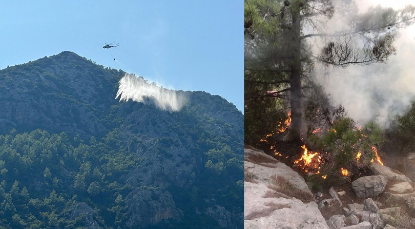 Antalya'da ormanlık alana yıldırım düştü, orman yangını başladı!