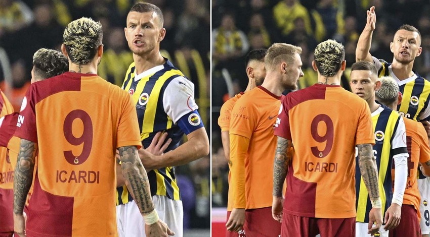 Fenerbahçe- Galatasaray derbisinde ortalık karıştı! Dzeko ve Icardi arasında gerginlik çıktı!