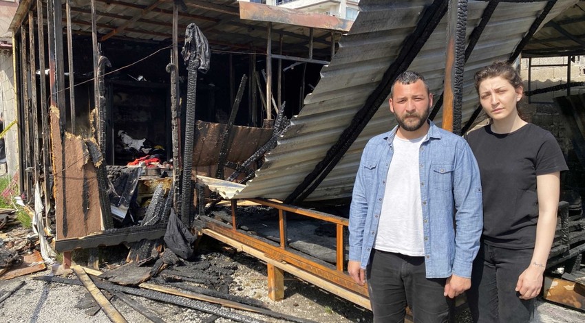 Depremzede aileyi depremden sonra konteyner yangını vurdu! Eşyaları kül oldu