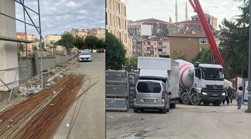 Eyüpsultan'da inşaatın kaldırım işgali vatandaşı bezdirdi! Mahalleli çözüm bekliyor