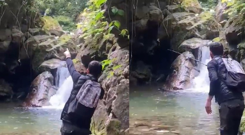 Rize'de balık tutmaya gittiği yerde karşılaştığı hayvanı görünce dehşete düştü! Oltasını bırakıp geri kaçtı