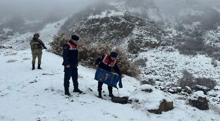 Bingöl'de soğuk hava etkili olunca jandarma ekipleri, bu kez onlar için harekete geçti