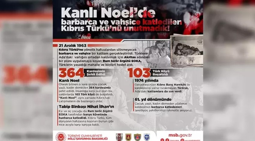 MSB: 'Kanlı Noel' şehitlerimizi rahmetle anıyoruz