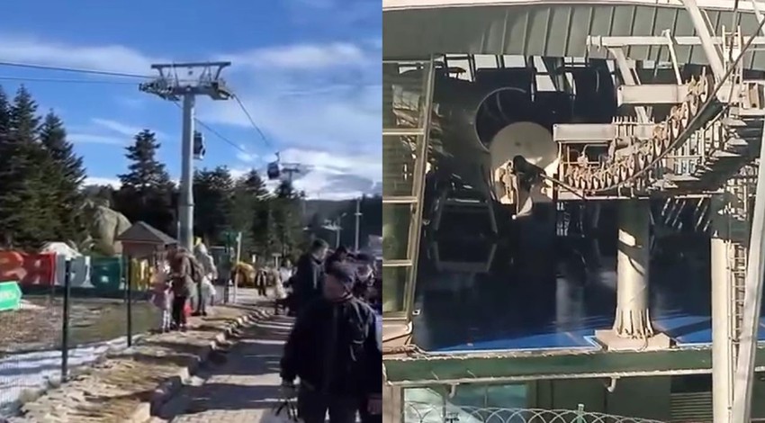 Teleferikte korku dolu anlar! Havada dakikalarca asılı kaldılar