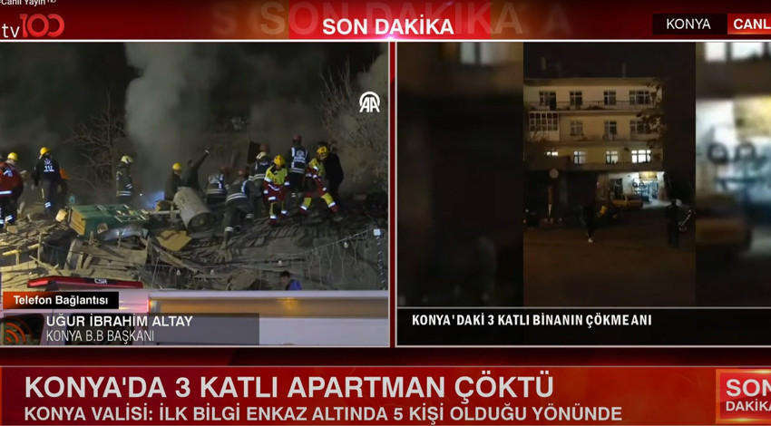 Konya Büyükşehir Belediye Başkanı Uğur İbrahim Altay'dan tv100'e açıklama: “Çöken binada 14 daire bulunuyordu”