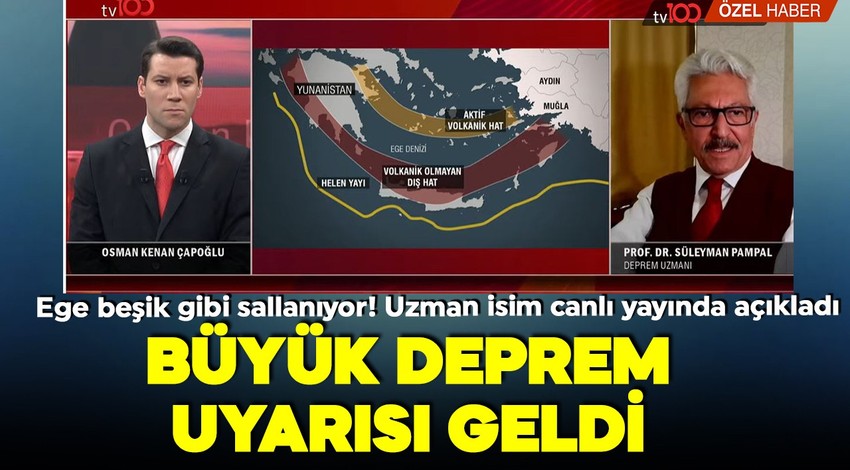 Ege'deki depremler durmak bilmiyor! Prof. Dr. Süleyman Pampal tv100 ekranlarında açıkladı: Büyük depremler olabilir