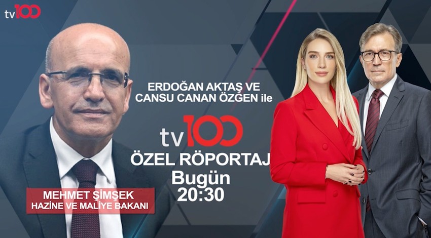 Hazine ve Maliye Bakanı Mehmet Şimşek tv100'de Özel Röportaj'a konuk oluyor