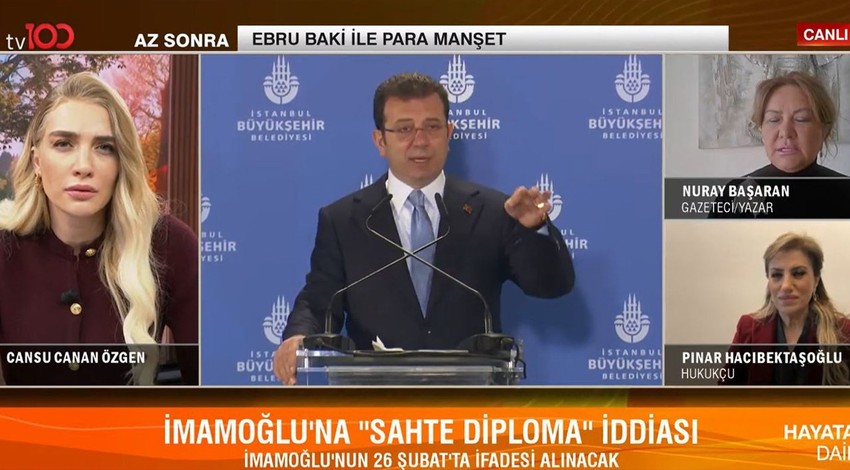 tv100 ekranlarında çok konuşulacak 'Dilek İmamoğlu' iddiası: 'Ekrem Bey'in diploması yok sayılırsa aday olacak'