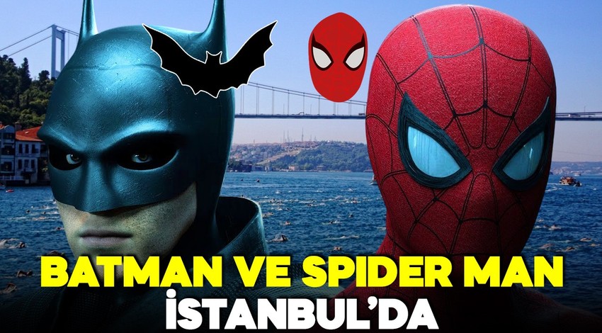 İstanbul'da ilginç görüntü!  Bir yanda Batman bir yanda Spider Man!