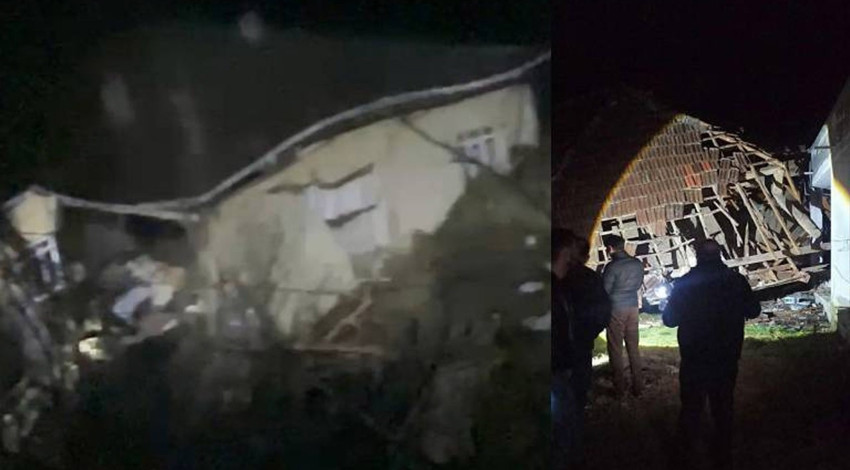 Sinop'ta heyelan kabusu! 3 ev yıkıldı!