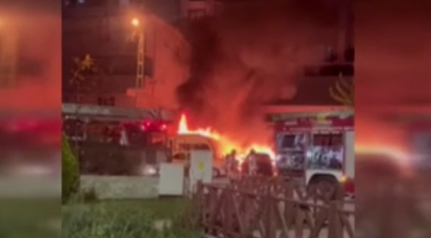 Tuzla'da kundaklama iddiası! 5 araç ve bir karavan alev alev yandı