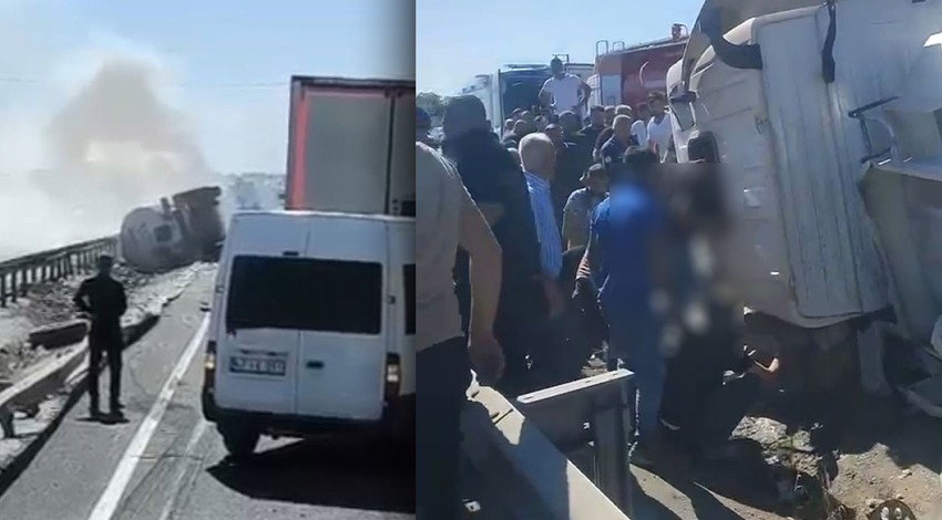 Mardin’de feci kaza! Akaryakıt tankeri devrildi: Ölü ve yaralı var