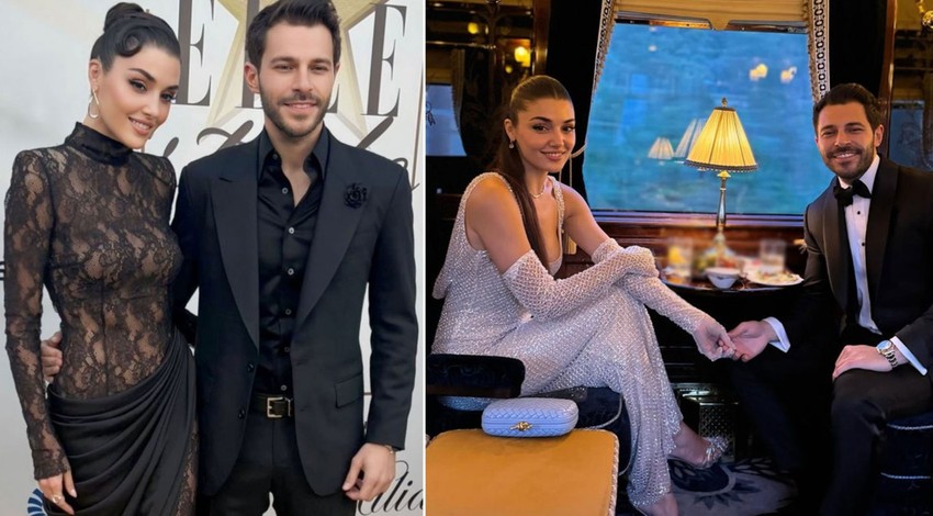 Hakan Sabancı ve Hande Erçel'den romantik poz! Roma-Paris treninde aşka geldiler