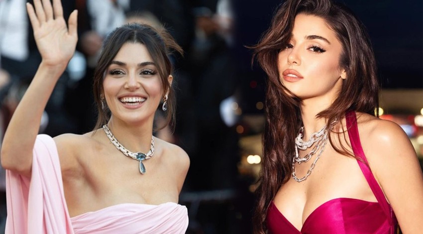 Hande Erçel'in Cannes tarzı ortalığı ateşe verdi! Derin yırtmaçlı elbisesiyle pozlar verdi, o hali yürek hoplattı