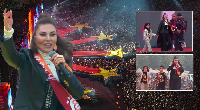 Yenikapı "Affet"i çok beğendi! Ebru Yaşar'dan Galatasaray’ın şampiyonluk kutlamalarında şahane açılış! Yüzbinleri coşturdu! Oğlu Poyraz ve kızı Ebru Su ile sahneye çıktı