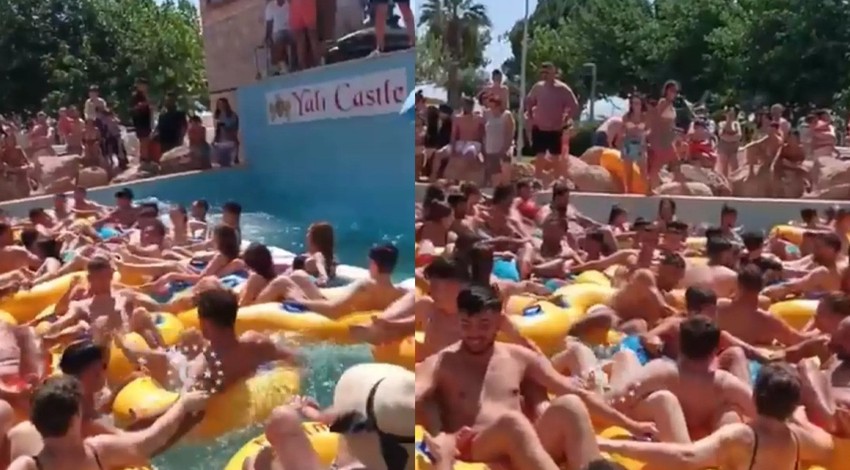 Ucuz Aquapark'ta skandal görüntüler! Sosyal medyada tepki yağdı: "Mikrop yuvası gibi"