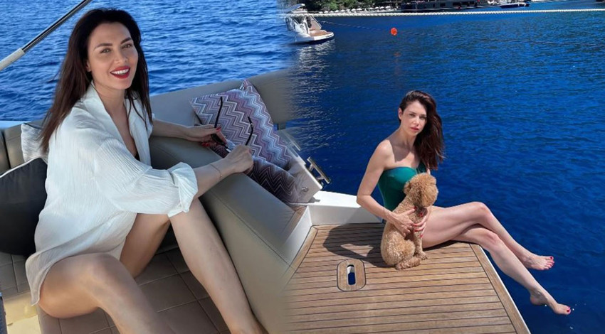 Nefise Karatay'dan ortalığı kasıp kavuran tekne pozları! Yeşil mayosuyla pozlar verdi, kusursuz fiziği dikkat çekti
