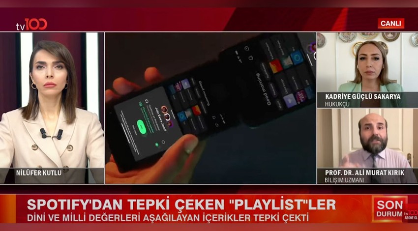 Spotify'da tepki çeken playlistler sonrası hangi adımlar atılacak? Bilişim Uzmanı Ali Murat Kırık ve Hukukçu Kadriye Güçlü Sakarya tv100'e konuştu! "Algoritmik rüşvet" uyguluyorlar