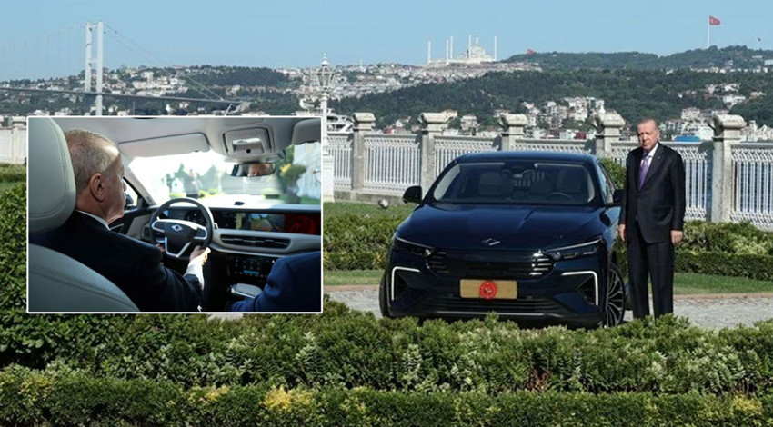 Cumhurbaşkanı Erdoğan, TOGG'un yeni modeli T10F'nin koltuğuna geçti