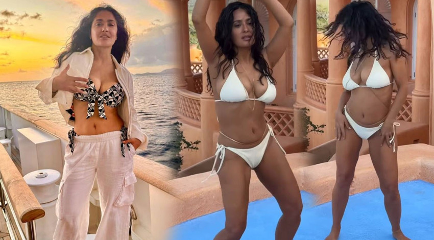 58 yaşındaki Salma Hayek'ten bikini şov! Dans ettiği anları paylaştı, fit vücudu dikkat çekti