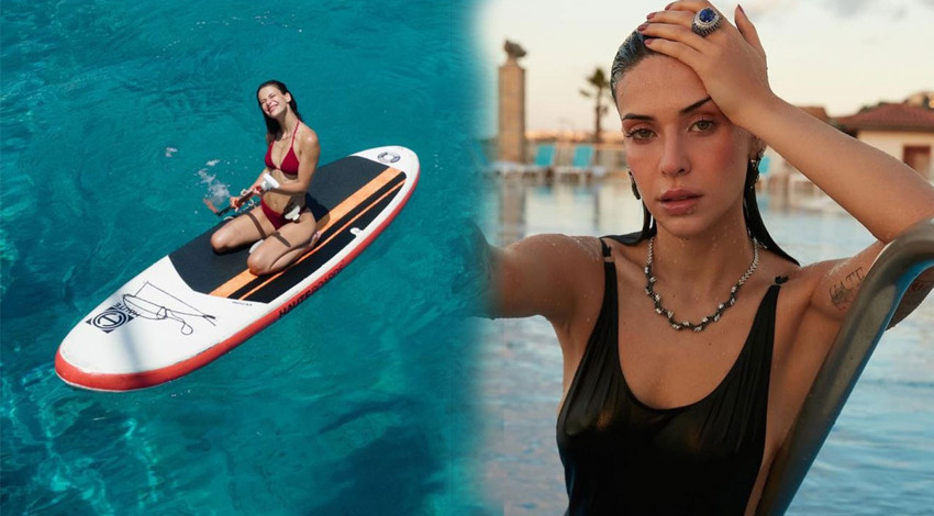 Devrim Özkan'dan nefes kesen tatil paylaşımı! Kürek sörfü yaptı, o anları sosyal medyayı salladı