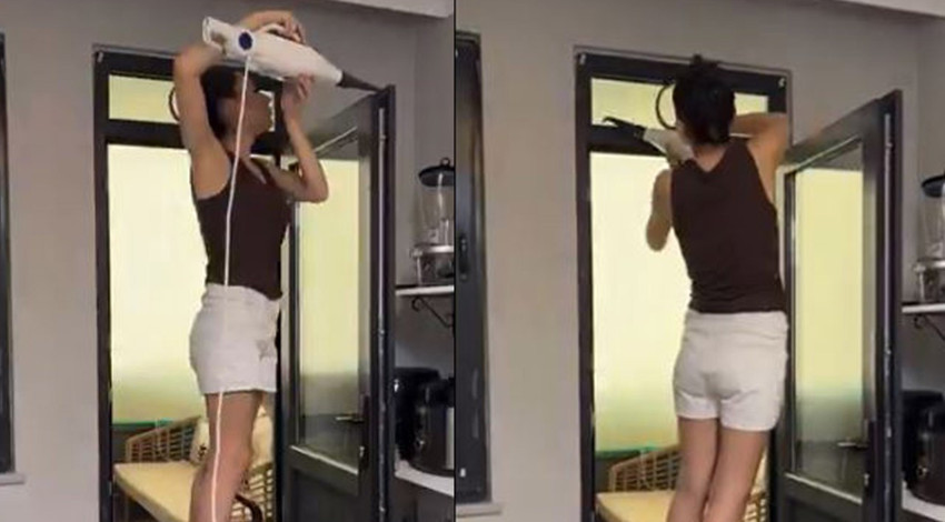 Genç kadının temizlik videosu sosyal medyada gündem oldu