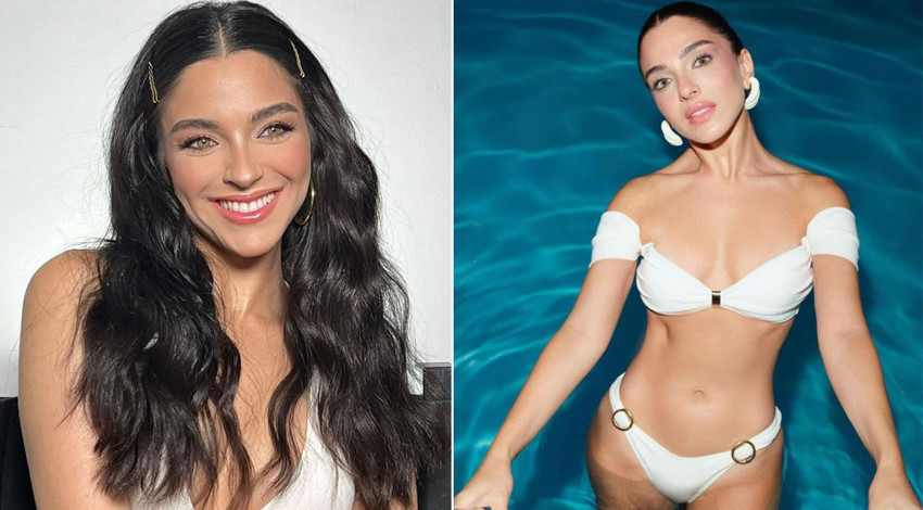 Oyuncu Begüm Akkaya'dan nefes kesen havuz pozları! Beyaz bikinisiyle fırtınalar estirdi