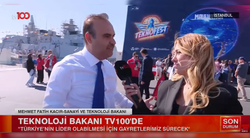 Sanayi ve Teknoloji Bakanı Mehmet Fatih Kacır'dan TEKNOFEST'te tv100'e özel açıklamalar: "Bu bizim için ayrı bir iftihar meselesi"