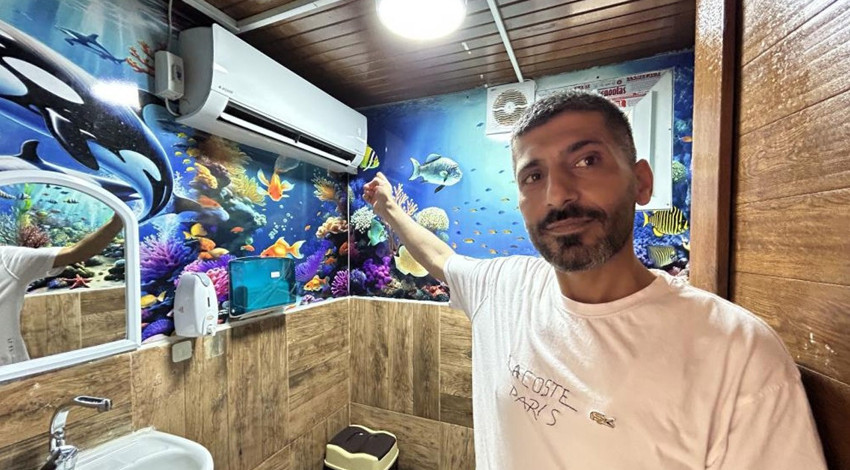 Hatay'da esnaftan kavurucu sıcağa ilginç çözüm: Tuvalete klima taktırdı! "Rahatlama kapısı gibi"