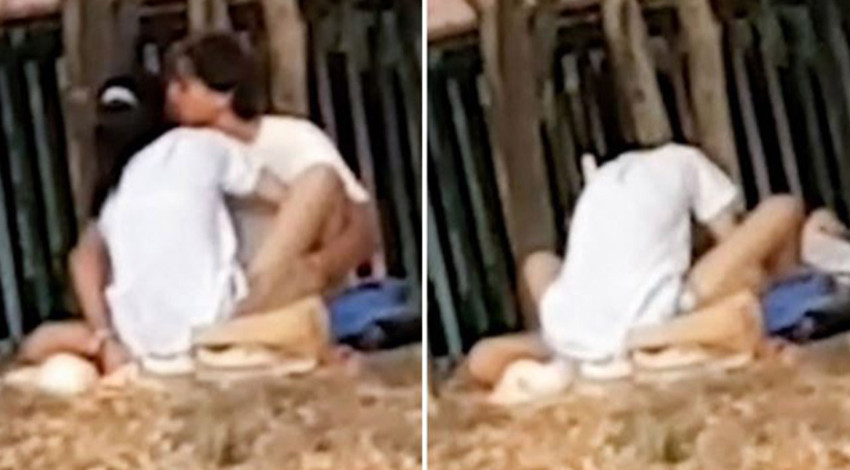 Genç çift parkta gündüz saatlerinde cinsel ilişkiye girdi