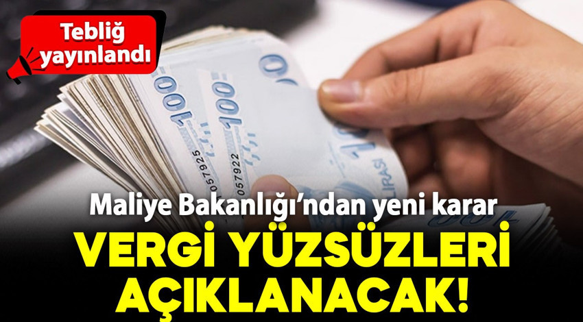Maliye Bakanlığı vergi yüzsüzlerini açıklayacak! Tebliğ yayınlandı