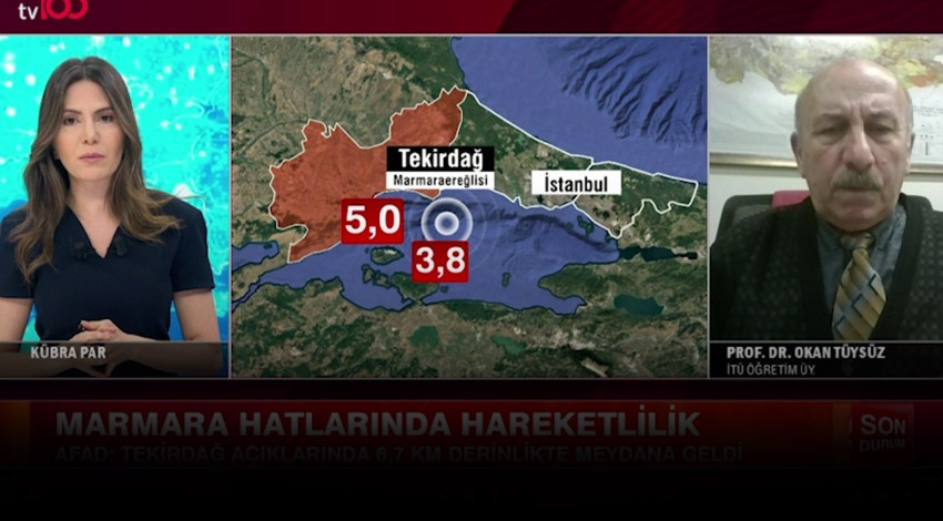 İTÜ Öğretim Üyesi Prof. Dr. Okan Tüysüz tv100 yayınında açıkladı! 5.0’lık deprem büyük depremin provası mı?