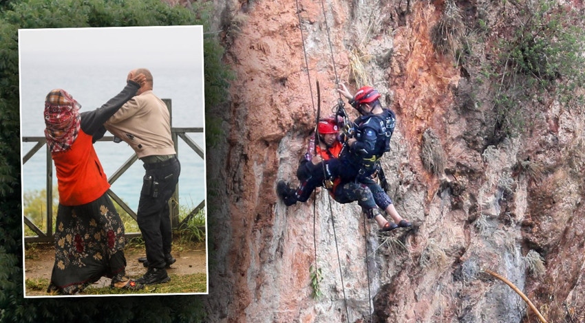 Antalya’da şaşkına çeviren anlar! Falezde mahsur kaldı, kurtarılınca öfke saçtı