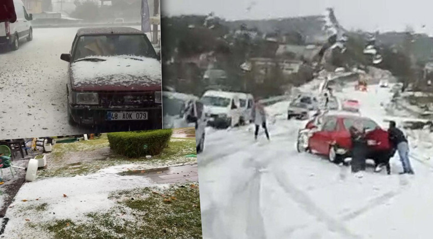 3 ili dolu ve sağanak vurdu! Sokaklar saniyeler içinde beyaza büründü