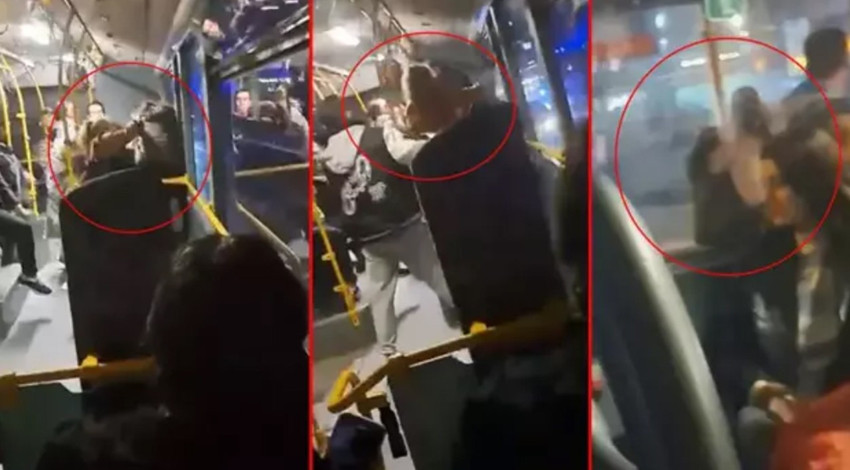 Otobüste ilginç kavga! O anlar kamerada