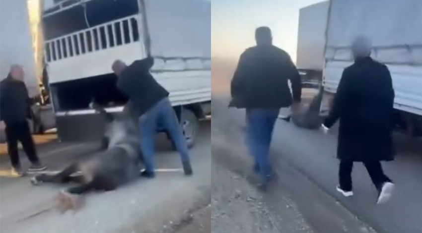 Vahşet anları kamerada! Dakikalarca sürükledi