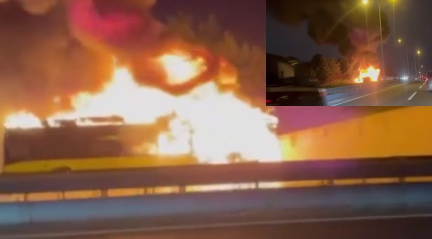 Kemerburgaz yolunda İETT otobüsünde yangın