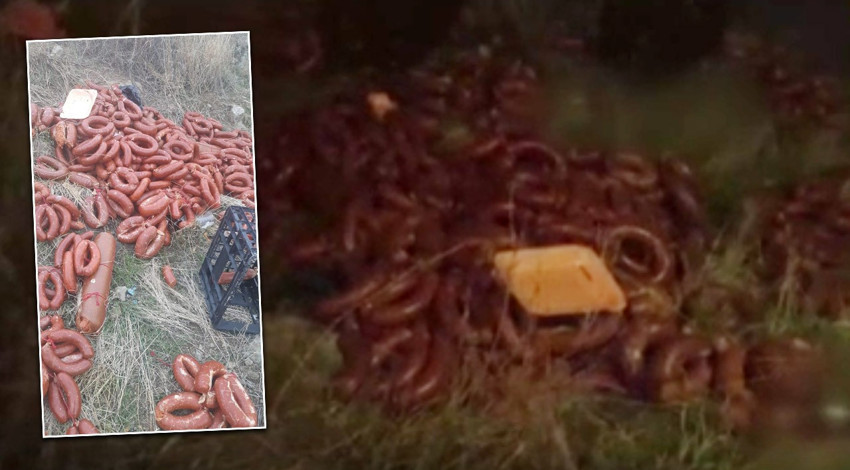 Ankara'da akıl almaz manzara! Yüzlerce kilo et ürünü boş araziye atıldı