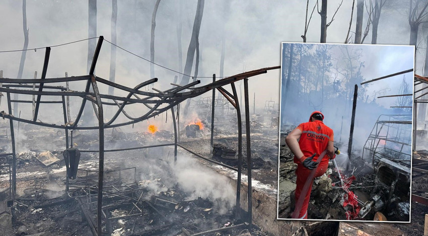 Fethiye'de kamp alanında yangın faciası! Onlarca karavan ve bungalov küle döndü