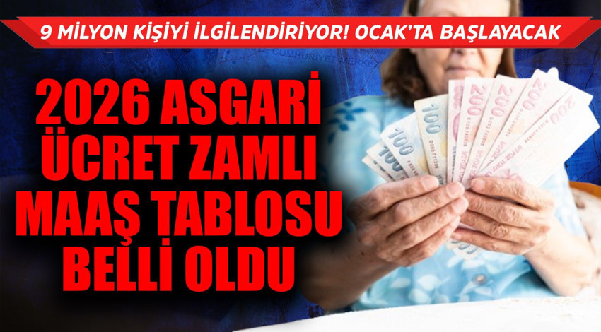 2026 asgari ücret zamlı maaş tablosu belli oldu!  9 milyon kişiyi ilgilendiriyor ocakta başlayacak