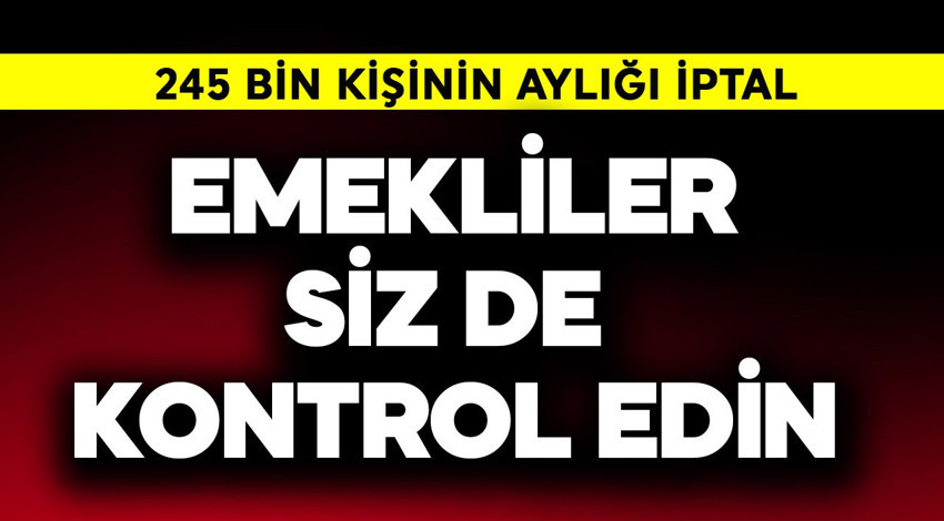 Emekliler dikkat siz de kontrol edin! 245 bin kişinin aylığı iptal