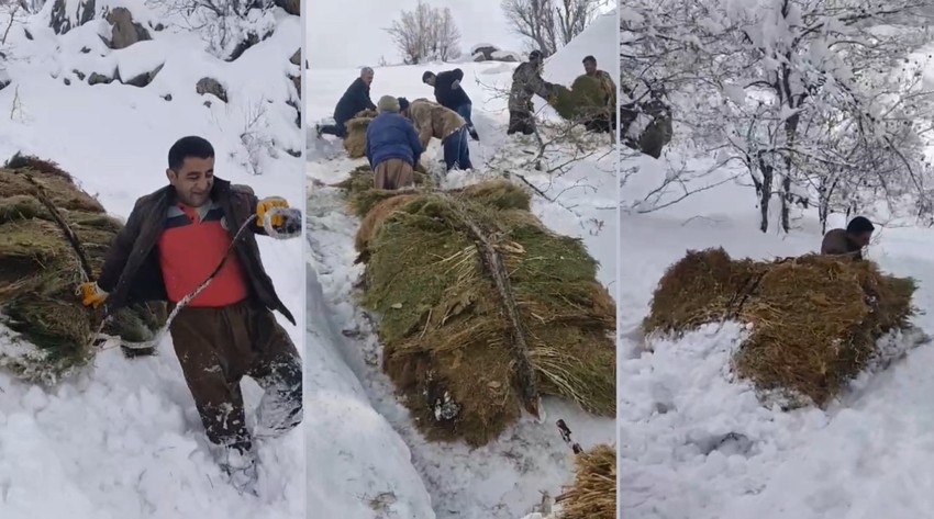 Hakkari'de yazları toplayıp kışın kar yarım metre olunca indiriyorlar. 30 yıldır her kış bunu yapıyorlar - Resim : 1