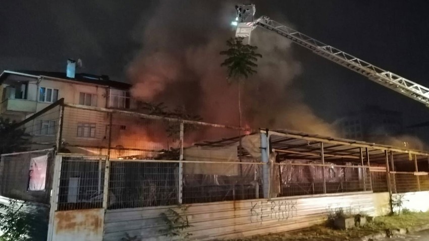 Maltepe'de atölye yangını