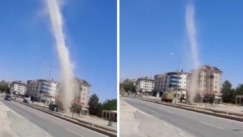 Elazığ'da hortum paniği! Metrelerce yükseğe ulaştı