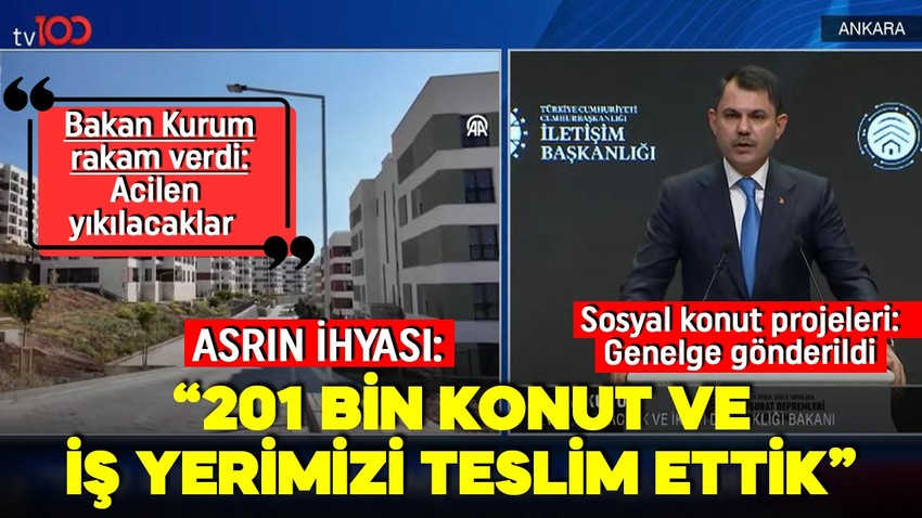 Çevre, Şehircilik ve İklim Değişikliği Bakanı Murat Kurum: 201 bin 500 konut ve iş yerimizin anahtarlarını teslim ettik